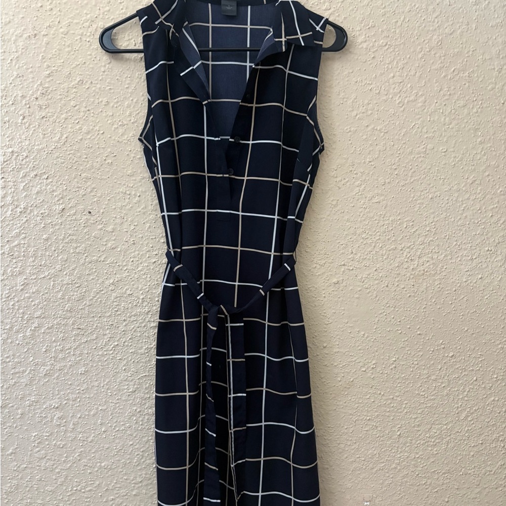 Ann Taylor Blue and White Sheath Midi Dress